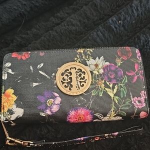 Floral Wristlet Wallet - Black Multi by Dasein